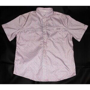 Huk Tide Point Men's Short Sleeve Button Up Breathable Gingham Shirt Size Large